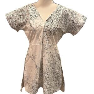 Jil Sander Tunic Top Blouse Size 6  V-neck Short Sleeve Kimono Sleeve Cotton